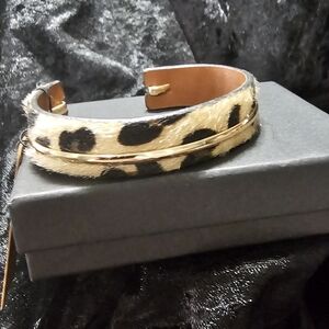 Leopard Print Goldtone Cuff Bracelet